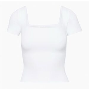 Babaton White Square Neck Crop Top